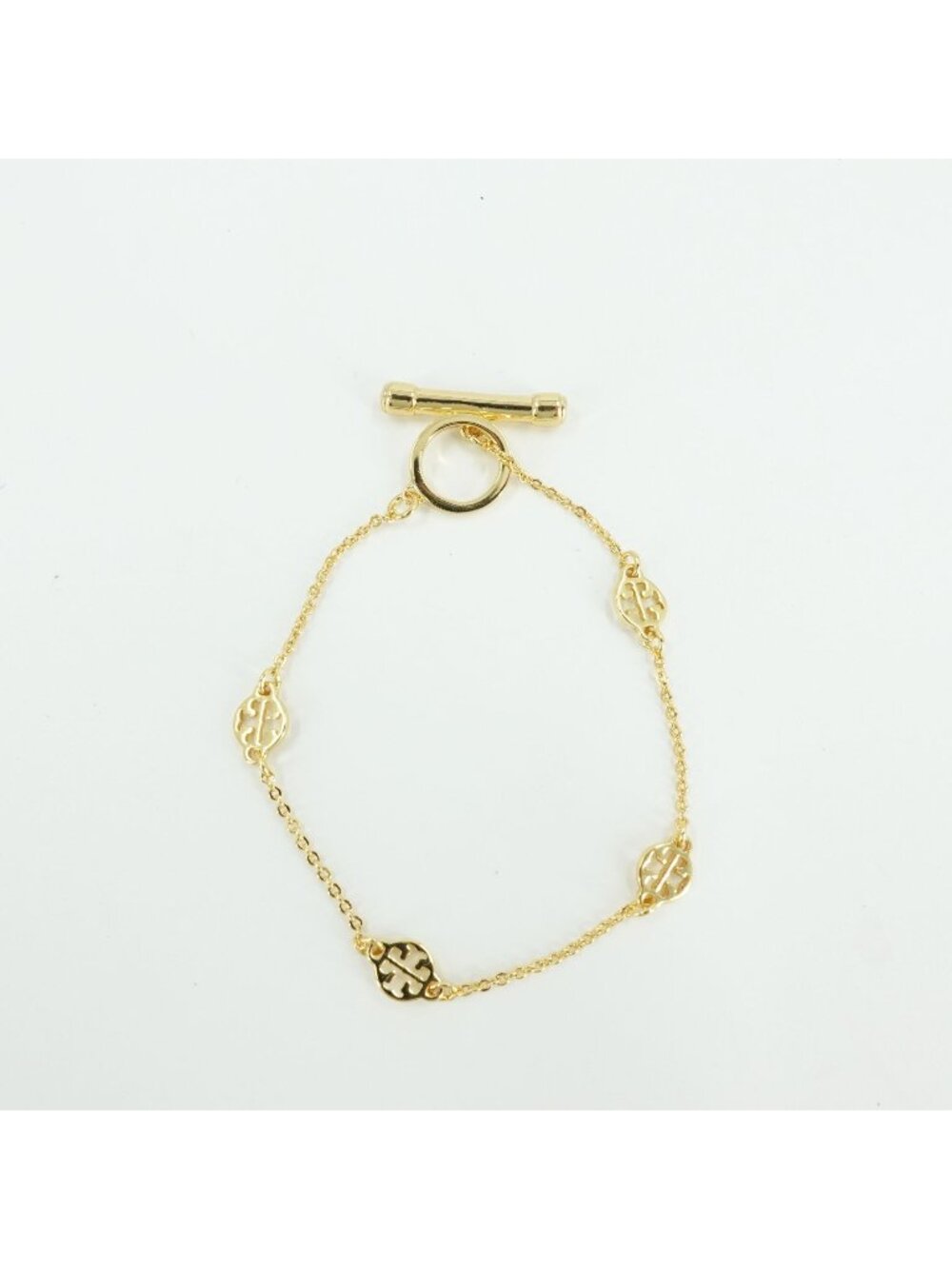 Tory Burch Gold Toggle Logo Disc Chain Bracelet Gold OS